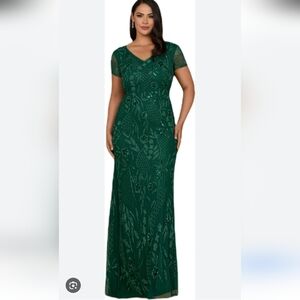 Lara Sequin Formal Sz 22 (Stretch 18-20 Best) Timeless Style Emerald Orig $605